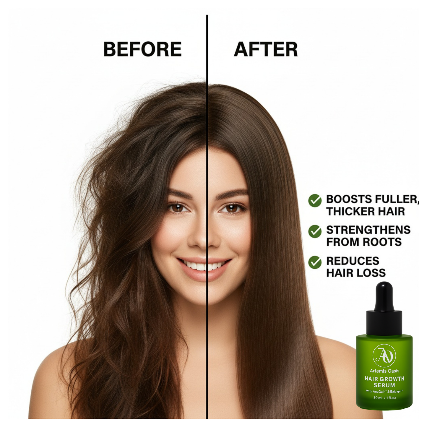 Hair Growth Serum with AnaGain™ & Baicapil™ – Strengthens, Nourishes & Reduces Hair Loss (30 mL)