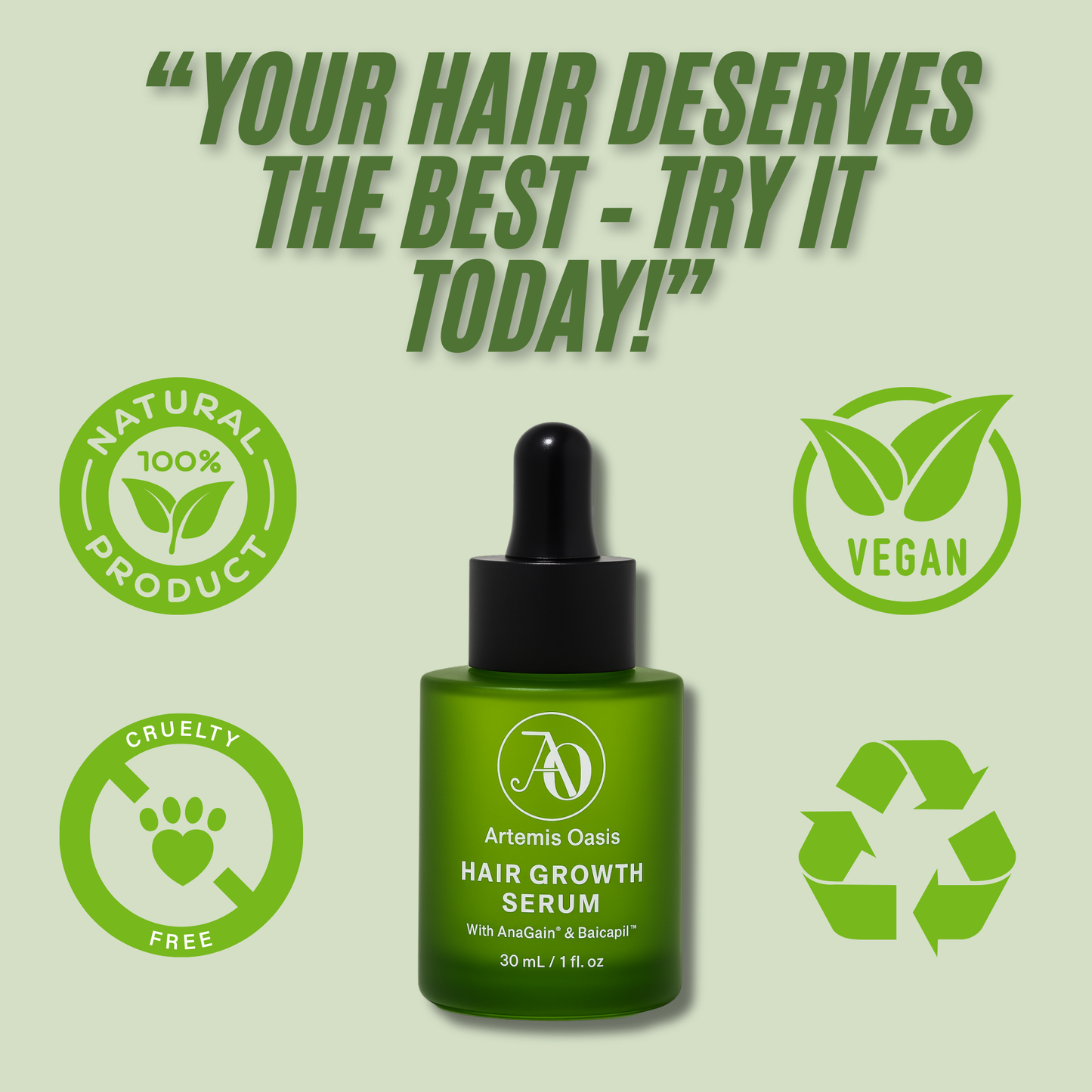 Hair Growth Serum with AnaGain™ & Baicapil™ – Strengthens, Nourishes & Reduces Hair Loss (30 mL)