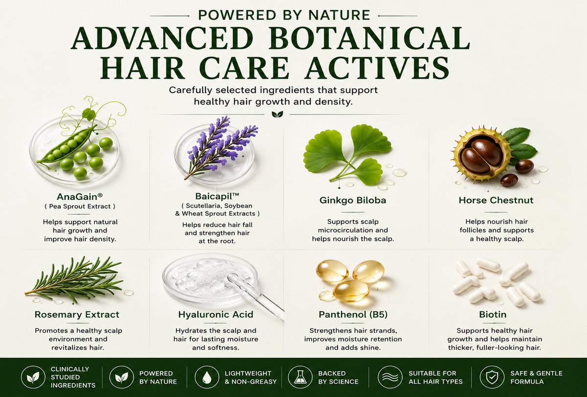 Hair serum benefits with AnaGain and Baicapil botanical actives
